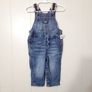 OshKosh B'gosh Denim Bib Dark Wash Overalls Size 12Months NWT